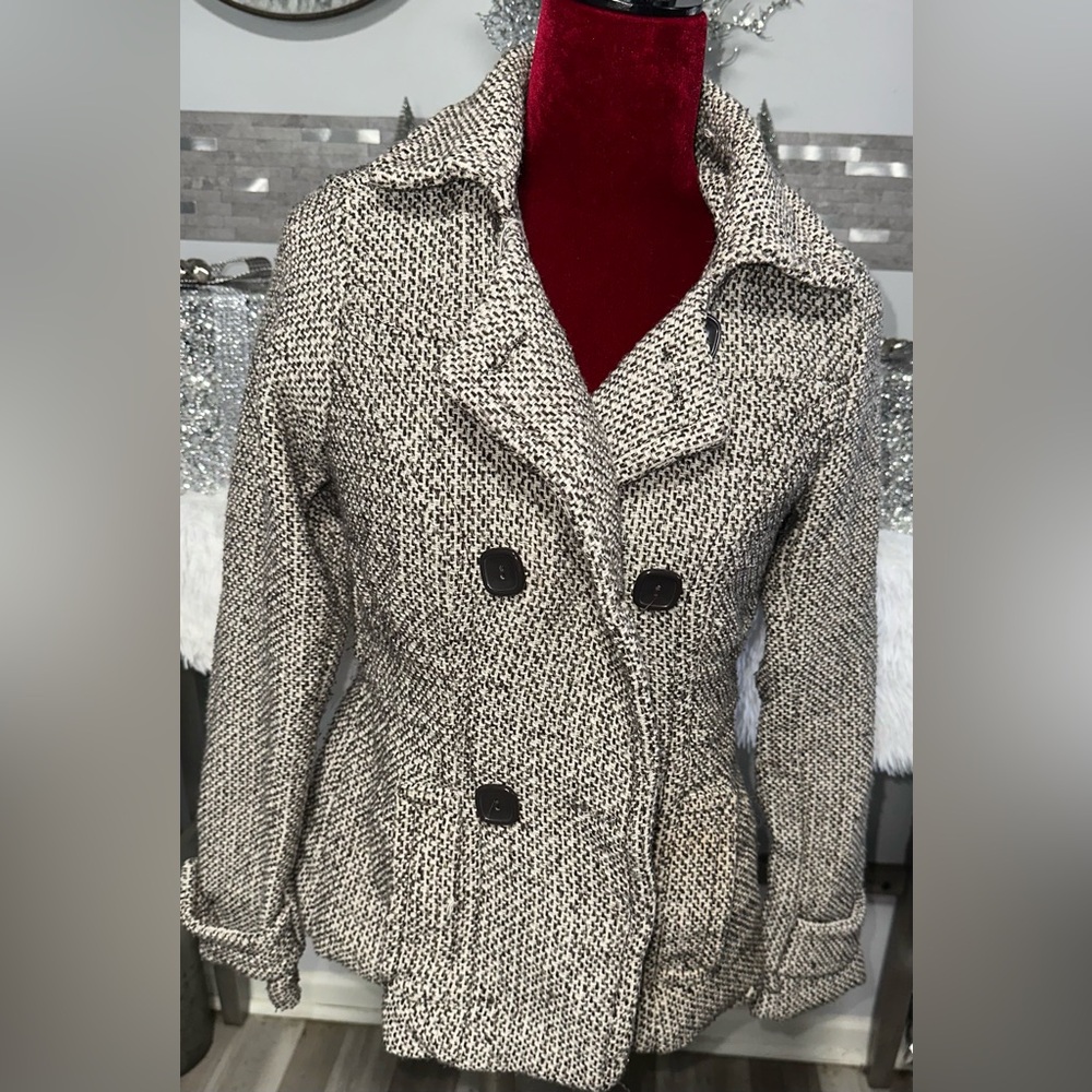 Women's Briwn  and Cream Tweed Coat